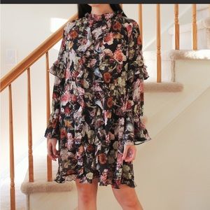 Floral Flutter Sleeve Dress